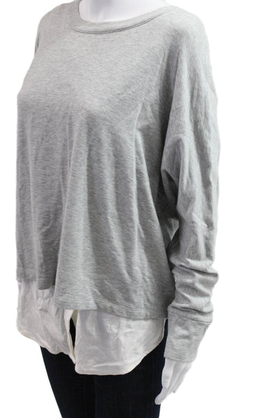 Vince Womens Gray Long Sleeve Round Neck Basic Top Tencel Blend Size S