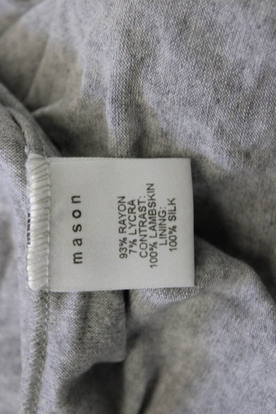 Mason Women Basic Gray Linen Round Neck Short Sleeve T-Shirt Size S