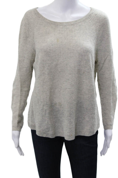 Vince Women Beige 100% Cashmere Pullover Sweater Round Neck Long Sleeve Size M