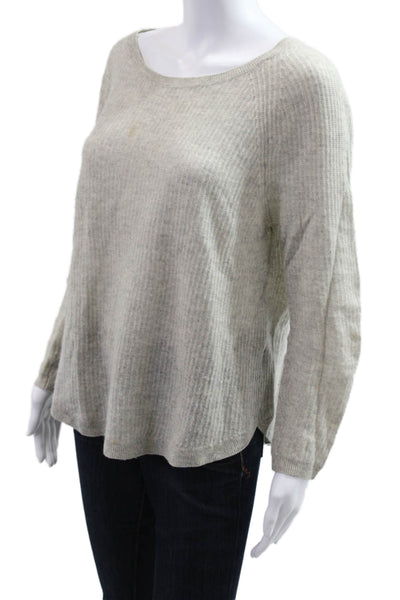 Vince Women Beige 100% Cashmere Pullover Sweater Round Neck Long Sleeve Size M