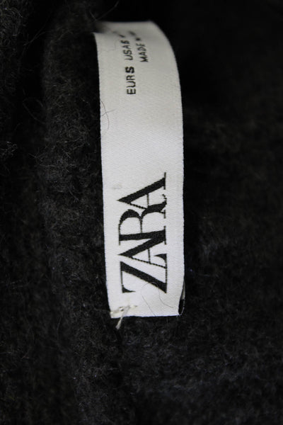 Zara Womens Cardigan Dark Gray V Neck Long Sleeve Geometric Size S