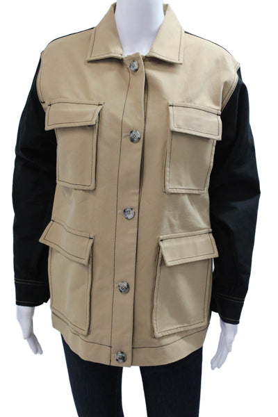 Munthe Women Military Jacket Beige Organic Cotton Long Sleeve Size 34