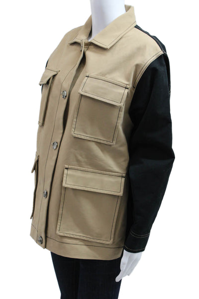 Munthe Women Military Jacket Beige Organic Cotton Long Sleeve Size 34