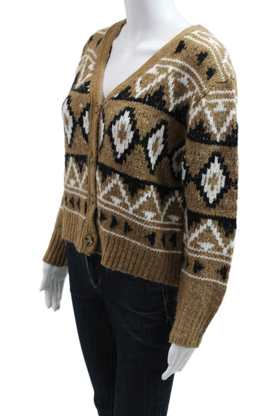 BB Dakota x Steve Madden Womens Aztec V-Neck Button Cardigan Brown Size XS