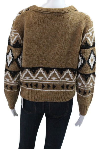 BB Dakota x Steve Madden Womens Aztec V-Neck Button Cardigan Brown Size XS