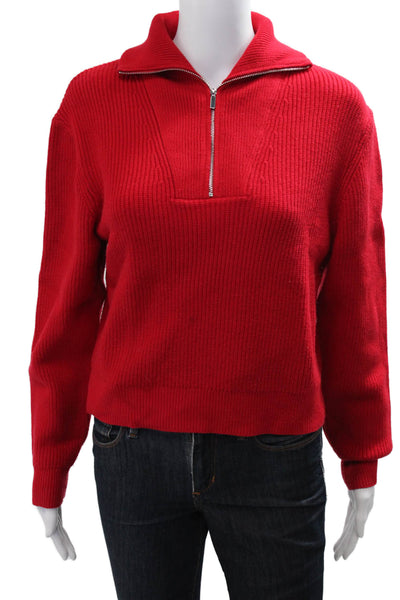 MNG Womens Red Collared Zip Pullover Long Sleeve Size XS