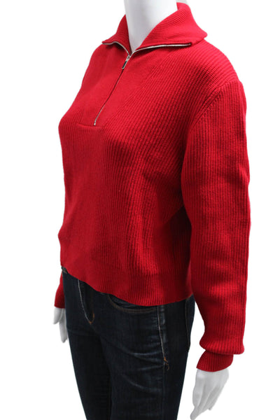 MNG Womens Red Collared Zip Pullover Long Sleeve Size XS