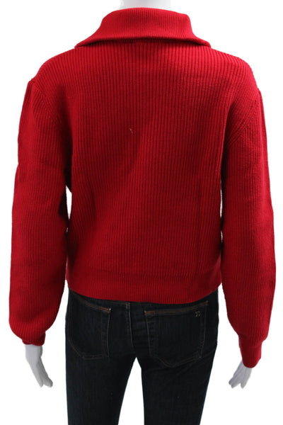 MNG Womens Red Collared Zip Pullover Long Sleeve Size XS