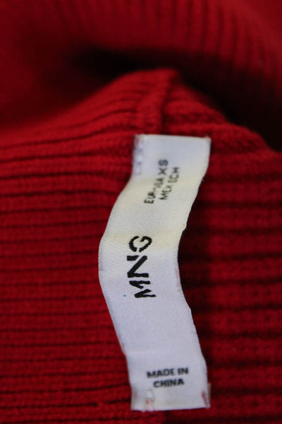 MNG Womens Red Collared Zip Pullover Long Sleeve Size XS
