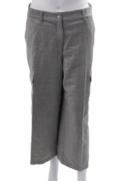 Theory Women Cropped Cargo Wool Blend Gray Pants Size 6