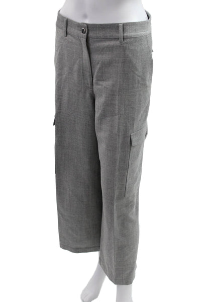 Theory Women Cropped Cargo Wool Blend Gray Pants Size 6