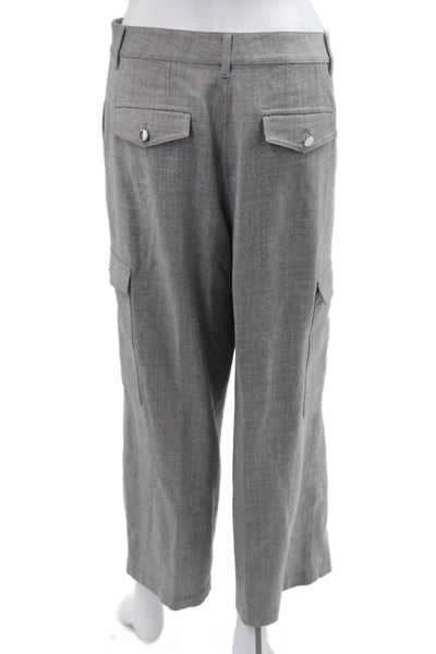 Theory Women Cropped Cargo Wool Blend Gray Pants Size 6