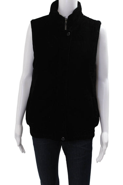 BB Dakota Womens Quilted Puffer Vest Black High Neck Button Sleeveless Size S