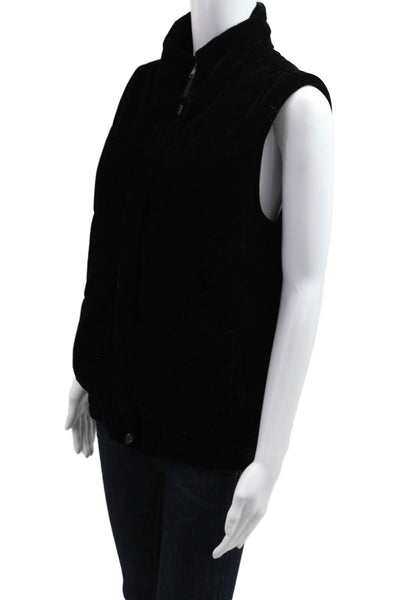 BB Dakota Womens Quilted Puffer Vest Black High Neck Button Sleeveless Size S