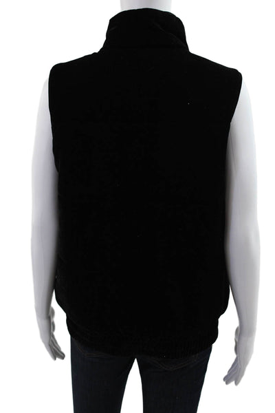 BB Dakota Womens Quilted Puffer Vest Black High Neck Button Sleeveless Size S