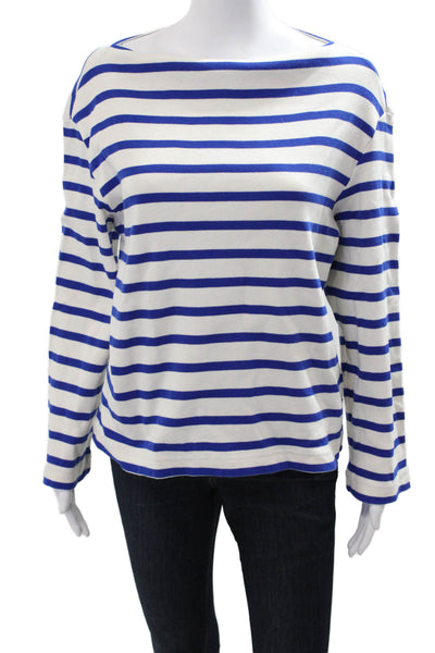 COS Womens Blue Striped Cotton Long Sleeve Basic T-Shirt Size S