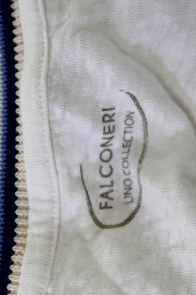 Falconeri Womens Basic V-Neck White Flax Short Sleeve T-Shirt Spring Size M
