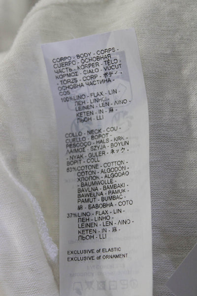 Falconeri Womens Basic V-Neck White Flax Short Sleeve T-Shirt Spring Size M