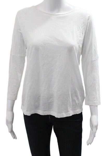 Ingmarson Womens Basic White 3/4 Sleeve Round Neck Organic Cotton Tee Size S