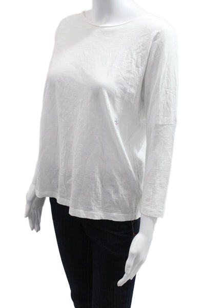 Ingmarson Womens Basic White 3/4 Sleeve Round Neck Organic Cotton Tee Size S