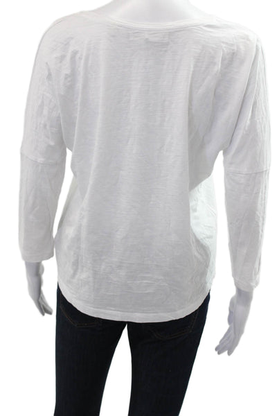 Ingmarson Womens Basic White 3/4 Sleeve Round Neck Organic Cotton Tee Size S