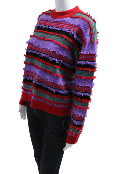 Uterque Womens Black Striped Crew Neck Pullover Sweater Long Sleeve Size S