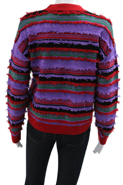 Uterque Womens Black Striped Crew Neck Pullover Sweater Long Sleeve Size S