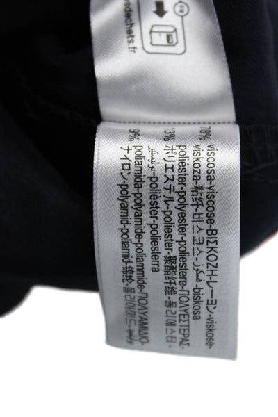Zara Womens Cropped Paperbag Pants Dark Blue Viscose Blend Size S
