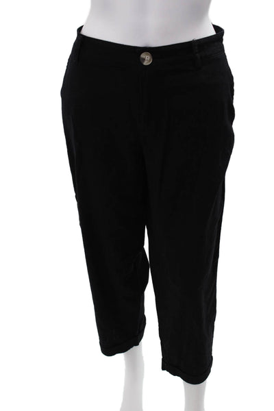 Zara Women Cropped Black Linen Viscose Pants Size 4