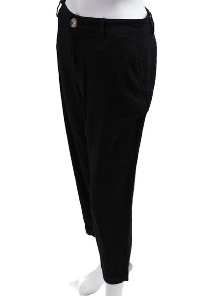 Zara Women Cropped Black Linen Viscose Pants Size 4