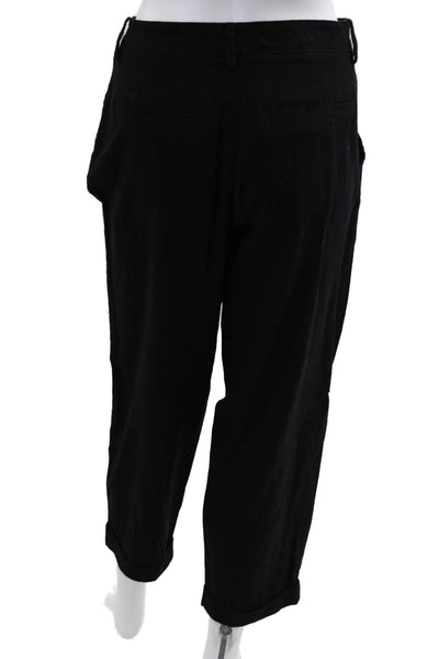 Zara Women Cropped Black Linen Viscose Pants Size 4