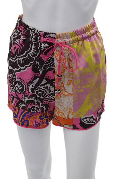 Zara Women Black Floral Drawstring Shorts 100% Polyester Size S