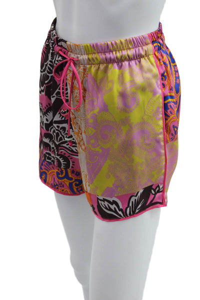 Zara Women Black Floral Drawstring Shorts 100% Polyester Size S