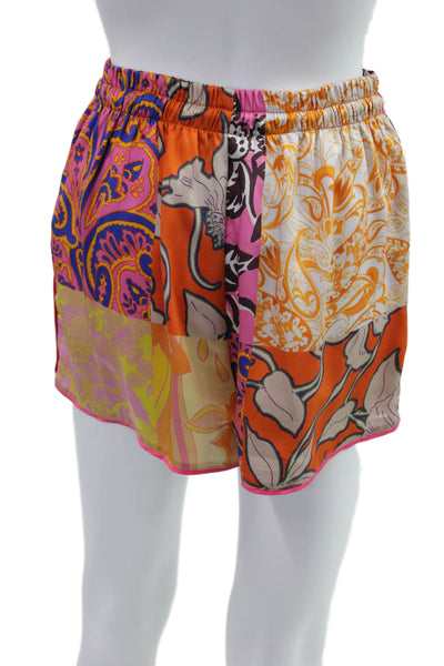 Zara Women Black Floral Drawstring Shorts 100% Polyester Size S