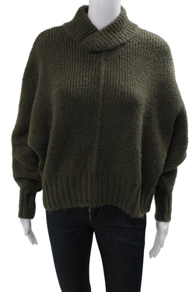 Zara Womens Green Pullover Mock Neck Sweater Polyester Acrylic Size S