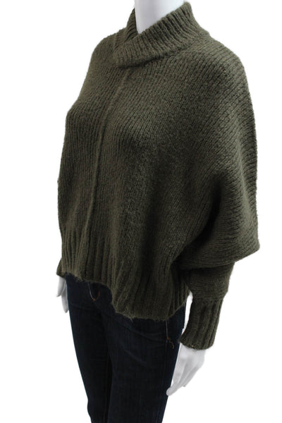 Zara Womens Green Pullover Mock Neck Sweater Polyester Acrylic Size S