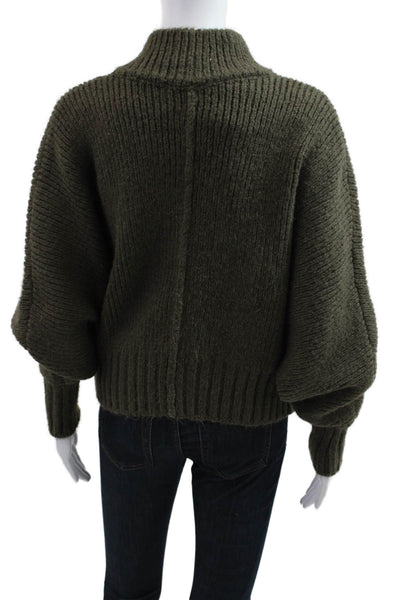 Zara Womens Green Pullover Mock Neck Sweater Polyester Acrylic Size S