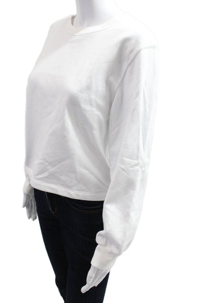 Zara Womens Pullover Sweatshirts White Crew Neck Long Sleeve Cotton Size S