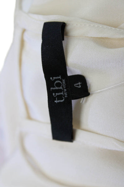 Tibi Womens Silk V Neck Sleeveless Camisole Beige Size 4
