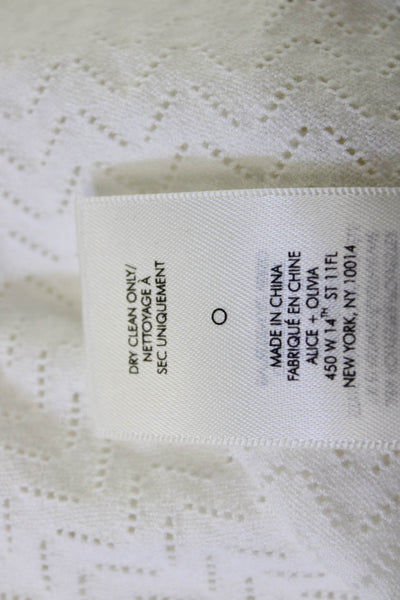 Alice + Olivia Women White Mock Neck Herringbone Tank Designer Size S