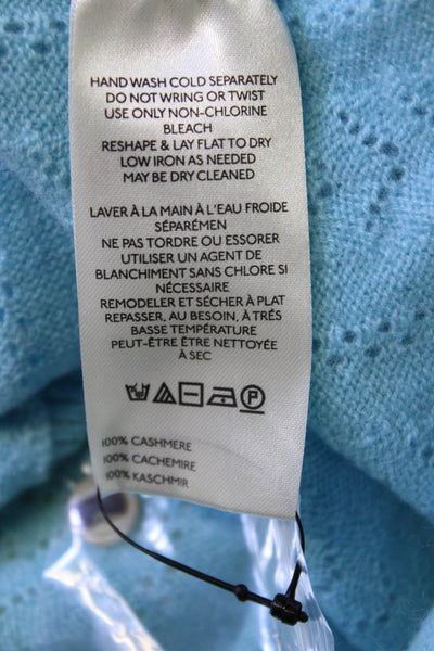 Free People Womens Cropped Cashmere Top Light Blue Short Sleeve Size S