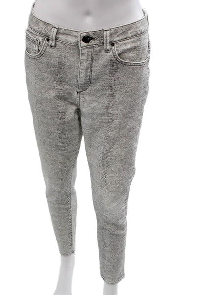 Zara Women Gray Snake Print Ankle Skinny Jeans Cotton Size 28