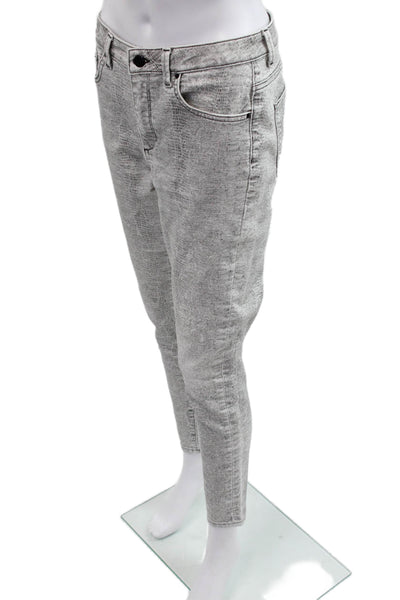 Zara Women Gray Snake Print Ankle Skinny Jeans Cotton Size 28