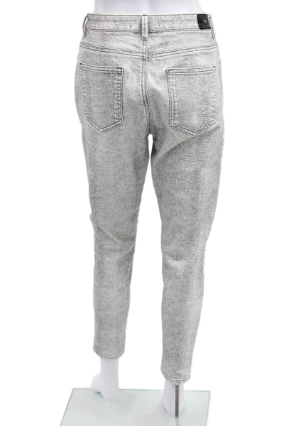 Zara Women Gray Snake Print Ankle Skinny Jeans Cotton Size 28