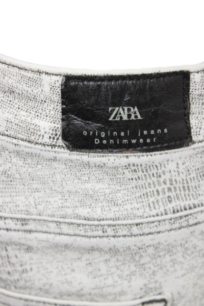 Zara Women Gray Snake Print Ankle Skinny Jeans Cotton Size 28