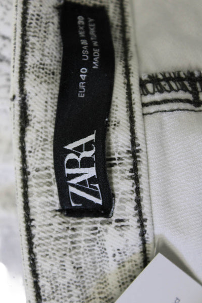 Zara Women Gray Snake Print Ankle Skinny Jeans Cotton Size 28