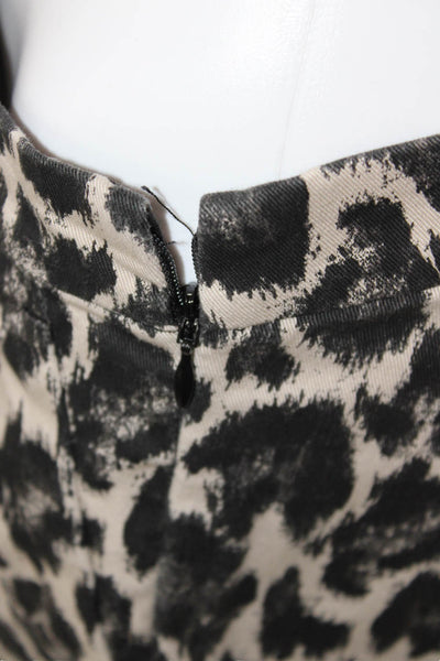 J Crew Womens Ankle Cropped Animal Print Beige Pants 97% Cotton Size 6