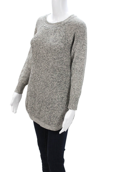 Aqua Womens Pullover Sweater Gray Crew Neck Long Sleeve 60% Cotton Size S