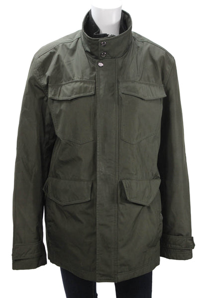 Marc New York Mens Military Jacket Green Polyester Button Size S