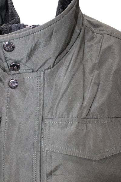 Marc New York Mens Military Jacket Green Polyester Button Size S